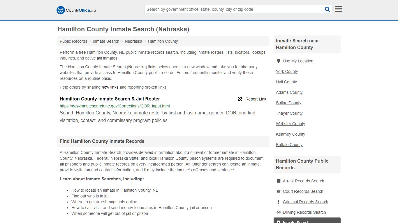 Inmate Search - Hamilton County, NE (Inmate Rosters & Locators)