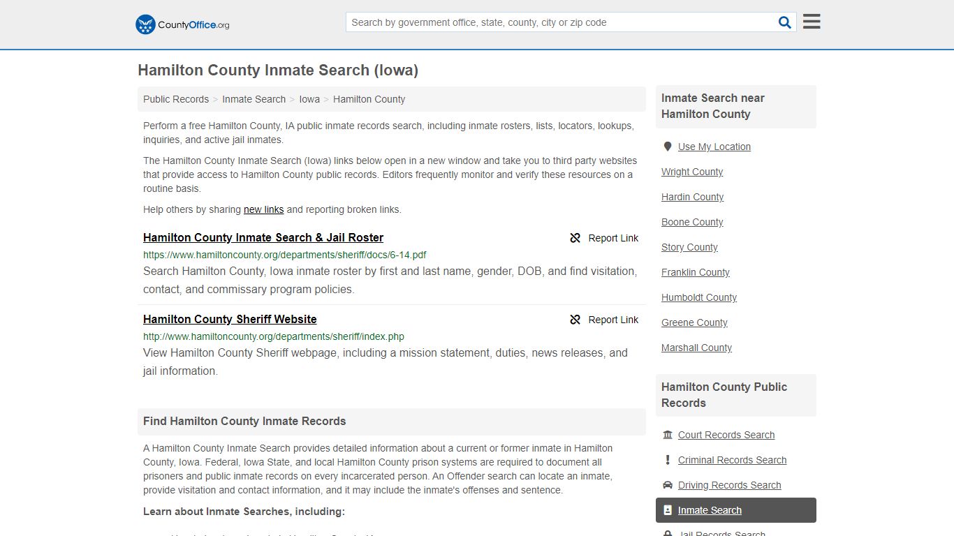 Inmate Search - Hamilton County, IA (Inmate Rosters & Locators)